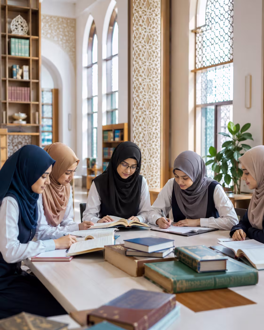 Female students studying in an Islamic learning environment